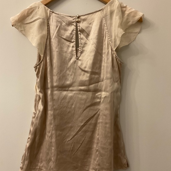 White House Black Market Champagne Silk Stretch Blouse - Picture 4 of 8